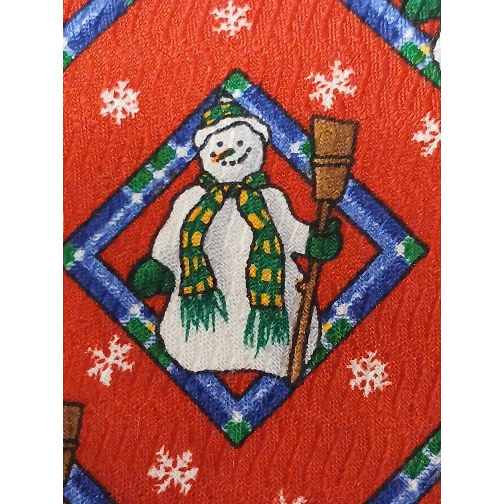 Holidays Snowman Christmas Men's Neck Tie 55" Red SILK Office Party HOLIDAY - Picture 2 of 7